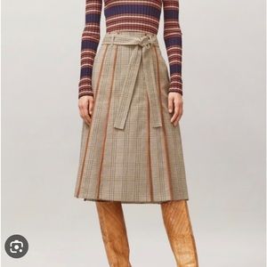 Tory Burch Plaid Pleated Skirt